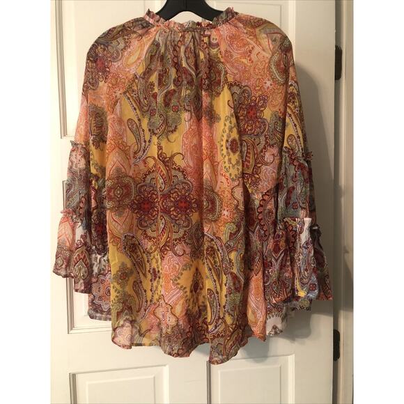 Anthropologie Fig and Flower Peasant Blouse Women's Plus Size M Boho Sheer - Picture 5 of 7
